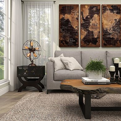 Stella & Eve Vintage Style Faux Leather Single Drawer Accent Table with Curved Legs