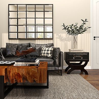 Stella & Eve Vintage Style Faux Leather Single Drawer Accent Table with Curved Legs