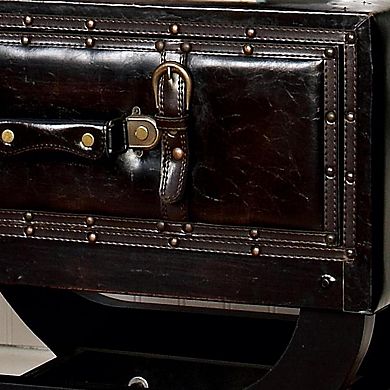 Stella & Eve Vintage Style Faux Leather Single Drawer Accent Table with Curved Legs