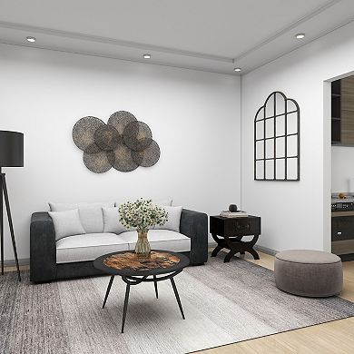 Stella & Eve Vintage Style Faux Leather Single Drawer Accent Table with Curved Legs