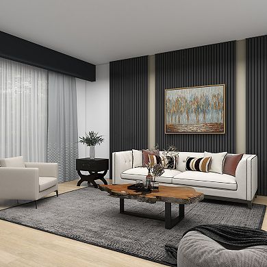 Stella & Eve Vintage Style Faux Leather Single Drawer Accent Table with Curved Legs