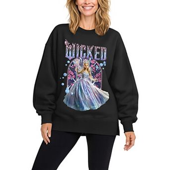 Women's Wicked Glinda Florals & Bubbles Oversized Fleece Crew Sweatshirt