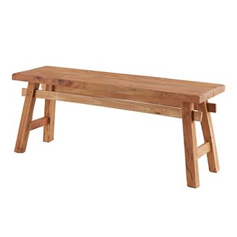 Stella & Eve Handmade Reclaimed Wood Home Bench with High Trestle Legs
