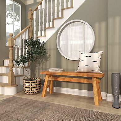 Stella & Eve Handmade Reclaimed Wood Home Bench with High Trestle Legs