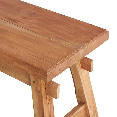 Stella & Eve Handmade Reclaimed Wood Home Bench with High Trestle Legs