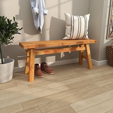 Stella & Eve Handmade Reclaimed Wood Home Bench with High Trestle Legs