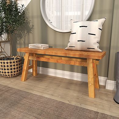 Stella & Eve Handmade Reclaimed Wood Home Bench with High Trestle Legs
