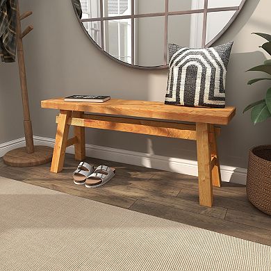 Stella & Eve Handmade Reclaimed Wood Home Bench with High Trestle Legs