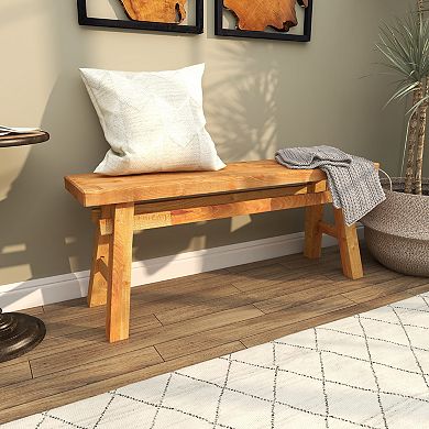 Stella & Eve Handmade Reclaimed Wood Home Bench with High Trestle Legs