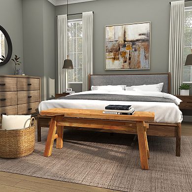 Stella & Eve Handmade Reclaimed Wood Home Bench with High Trestle Legs