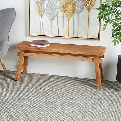 Stella & Eve Handmade Reclaimed Wood Home Bench with High Trestle Legs