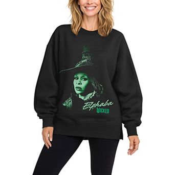 Women's Wicked Elphaba Portrait Oversized Fleece Crew Sweatshirt