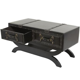 Stella & Eve Vintage Faux Leather 2 Drawer Coffee Table with Curved Stand