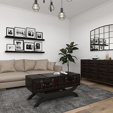 Stella & Eve Vintage Faux Leather 2 Drawer Coffee Table with Curved Stand