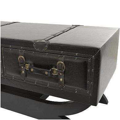 Stella & Eve Vintage Faux Leather 2 Drawer Coffee Table with Curved Stand