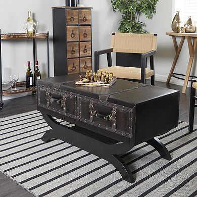 Stella & Eve Vintage Faux Leather 2 Drawer Coffee Table with Curved Stand