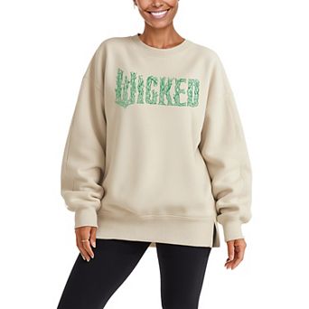 Women's Wicked For Good Logo Oversized Fleece Crew Sweatshirt