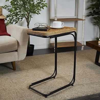 Stella & Eve Handmade Coiled C-Shaped Accent Table with Black Metal Legs