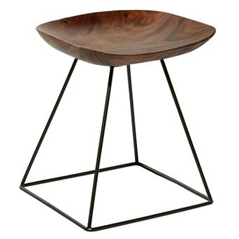 Stella & Eve Wood Low Curved Stool with Metal Base
