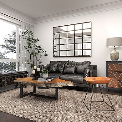 Stella & Eve Wood Low Curved Stool with Metal Base