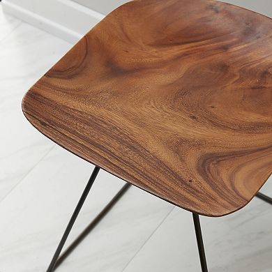 Stella & Eve Wood Low Curved Stool with Metal Base
