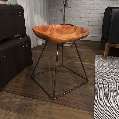Stella & Eve Wood Low Curved Stool with Metal Base