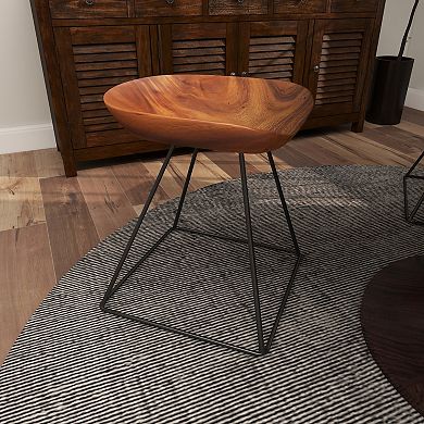 Stella & Eve Wood Low Curved Stool with Metal Base