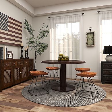 Stella & Eve Wood Low Curved Stool with Metal Base