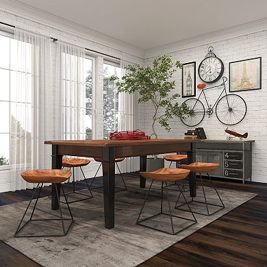 Stella & Eve Wood Low Curved Stool with Metal Base