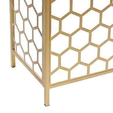 Stella & Eve Metal Honeycomb Pattern Console Table with Wood Top