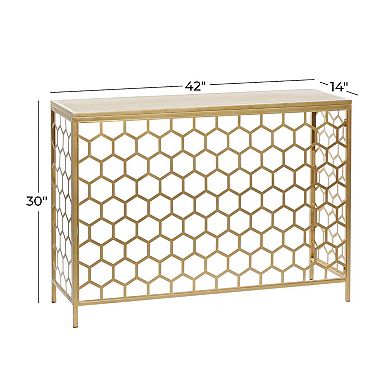 Stella & Eve Metal Honeycomb Pattern Console Table with Wood Top