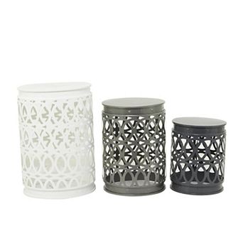 Stella & Eve3 pc Metal Nesting Accent Table Set with Cutout Circle Pattern