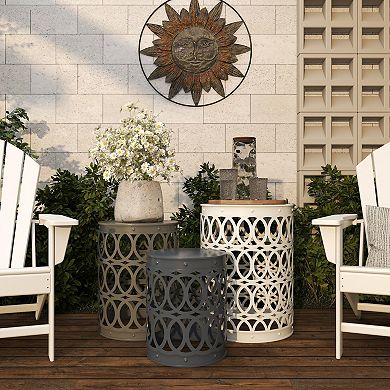 Stella & Eve3-Piece Metal Nesting Accent Table Set with Cutout Circle Pattern