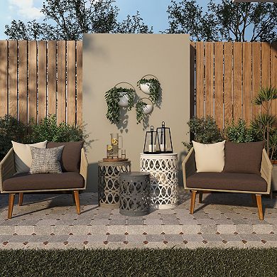 Stella & Eve3-Piece Metal Nesting Accent Table Set with Cutout Circle Pattern