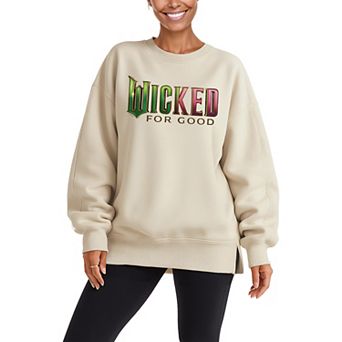 Women's Wicked For Good Logo Oversized Fleece Crew Sweatshirt
