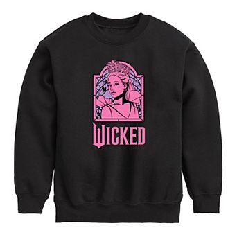 Girls 7-16 Wicked For Good Glinda Stained Glass Crew Fleece Sweatshirt