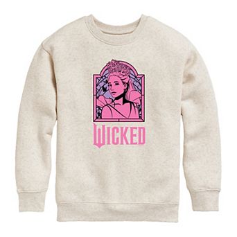 Girls 7-16 Wicked For Good Glinda Stained Glass Crew Fleece Sweatshirt