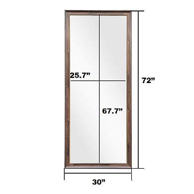 Brown Wood Framed Leaner Mirror
