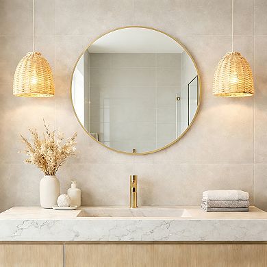 Circular Aluminum Frame Hanging Wall Mirror