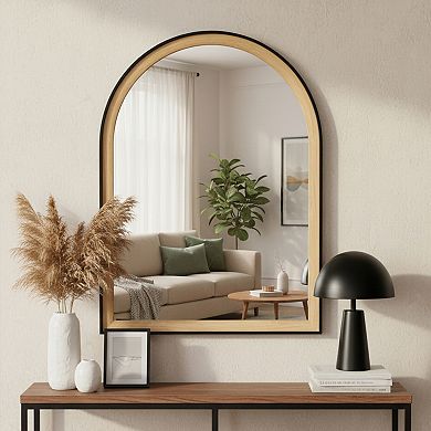 Two-Tone Arched Hanging Wall Mirror