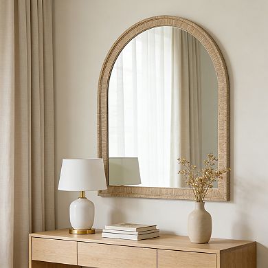 Tan Arched Hanging Wall Mirror