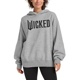 Women's Wicked Black Glitter Logo Oversized Fleece Hoodie Sweatshirt