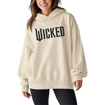 Women's Wicked Black Glitter Logo Oversized Fleece Hoodie Sweatshirt