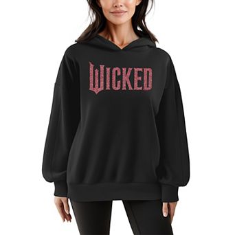 Women's Wicked Pink Glitter Logo Oversized Fleece Hoodie Sweatshirt