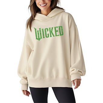 Women's Wicked Green Glitter Logo Oversized Fleece Hoodie Sweatshirt
