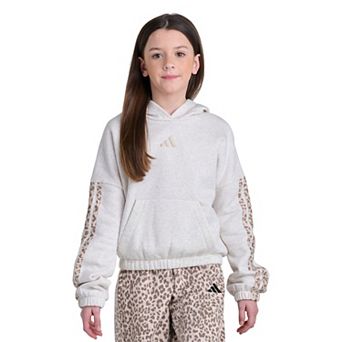 Girls 7-16 adidas Long Sleeve Printed 3-Stripe Hooded Pullover