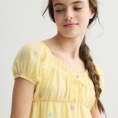 Girls 7-16 IZ Byer Embroidered Babydoll Top