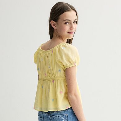 Girls 7-16 IZ Byer Embroidered Babydoll Top