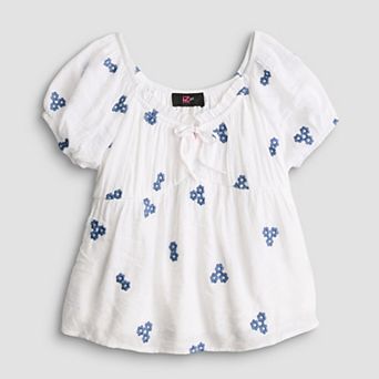 Girls 4-20 IZ Byer Peasant Top with Elastic Waist & Tie