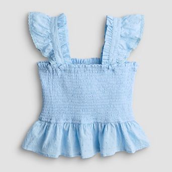 Girls 7-16 IZ Byer Ruffle Sleeve Smocked Swing Top